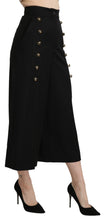 Black Wide Wool Leg Cropped Trouser Pant Dolce & Gabbana