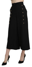 Black Wide Wool Leg Cropped Trouser Pant Dolce & Gabbana