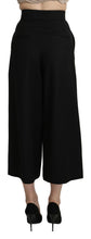 Black Wide Wool Leg Cropped Trouser Pant Dolce & Gabbana