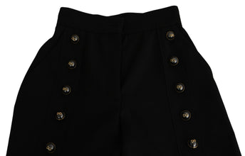 Black Wide Wool Leg Cropped Trouser Pant Dolce & Gabbana