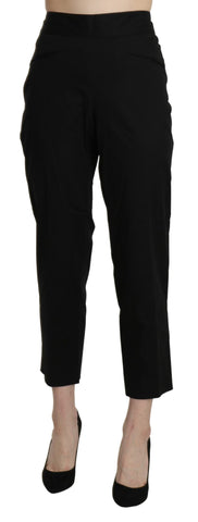 Black High Waist Straight Cropped Dress Pants BENCIVENGA
