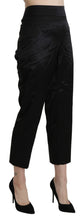 Black High Waist Straight Cropped Dress Trouser Pants BENCIVENGA