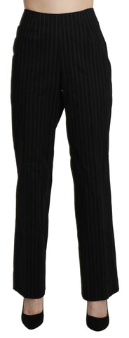 Black High Waist Straight Dress Trouser Pants BENCIVENGA