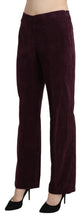 Purple Suede High Waist Straight Trouser Pants BENCIVENGA