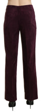 Purple Suede High Waist Straight Trouser Pants BENCIVENGA