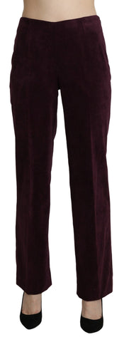 Purple Suede High Waist Straight Trouser Pants BENCIVENGA