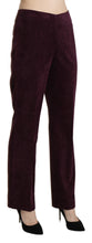 Purple Suede High Waist Straight Trouser Pants BENCIVENGA