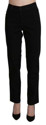 Black High Waist Straight Casual Trouser Pant BENCIVENGA
