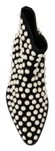 Black Suede Pearl Studs Boots Shoes Dolce & Gabbana