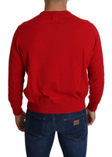 Red V-neck Wool Sweatshirt Pullover Sweater Billionaire Italian Couture