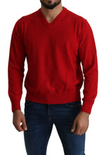 Red V-neck Wool Sweatshirt Pullover Sweater Billionaire Italian Couture