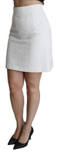 White Floral High Waist Mini Brocade Skirt Dolce & Gabbana