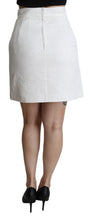 White Floral High Waist Mini Brocade Skirt Dolce & Gabbana