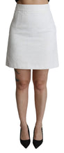 White Floral High Waist Mini Brocade Skirt Dolce & Gabbana