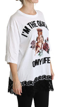 White Angel Print Cotton Round Neck Shirt Tops Dolce & Gabbana