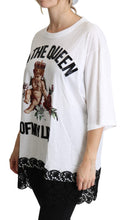 White Angel Print Cotton Round Neck Shirt Tops Dolce & Gabbana