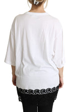 White Angel Print Cotton Round Neck Shirt Tops Dolce & Gabbana