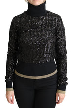 Black Sequined Knitted Turtle Neck Sweater Dolce & Gabbana