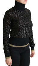 Black Sequined Knitted Turtle Neck Sweater Dolce & Gabbana