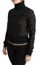 Black Sequined Knitted Turtle Neck Sweater Dolce & Gabbana