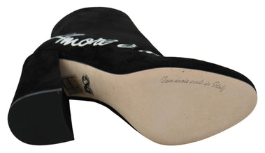 Black Suede L'Amore E'Bellezza Boots Shoes Dolce & Gabbana