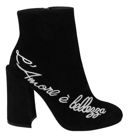 Black Suede L'Amore E'Bellezza Boots Shoes Dolce & Gabbana