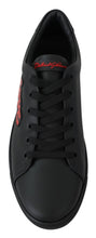 Black Leather Love Heart Sneakers Womens Shoes Dolce & Gabbana