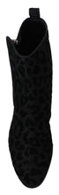 Black Leopard Short Boots Zipper Shoes Dolce & Gabbana