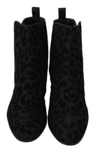Black Leopard Short Boots Zipper Shoes Dolce & Gabbana