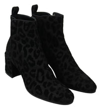 Black Leopard Short Boots Zipper Shoes Dolce & Gabbana