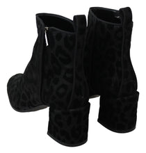 Black Leopard Short Boots Zipper Shoes Dolce & Gabbana