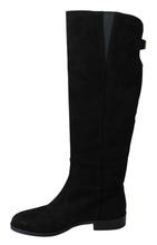 Black Suede Knee High Flat Boots Shoes Dolce & Gabbana
