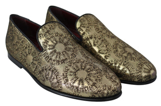 Gold Jacquard Flats Mens Loafers Shoes Dolce & Gabbana