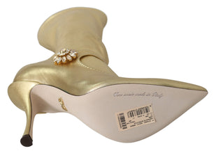 Gold Rhinestones Ankle Boots Socks Shoes Dolce & Gabbana