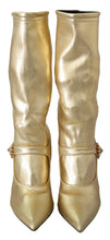Gold Rhinestones Ankle Boots Socks Shoes Dolce & Gabbana