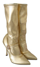 Gold Rhinestones Ankle Boots Socks Shoes Dolce & Gabbana