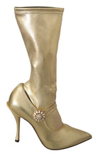 Gold Rhinestones Ankle Boots Socks Shoes Dolce & Gabbana