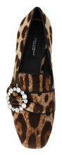 Brown Leopard Print Crystals Loafers Flats Shoes Dolce & Gabbana