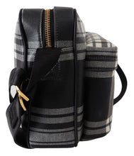 Elegant Grey Leather Crossbody Bag Versace