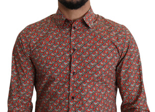 Red Printed Knight Formal Dress MARTINI Shirt Dolce & Gabbana