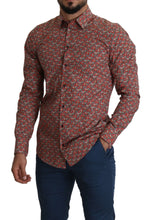 Red Printed Knight Formal Dress MARTINI Shirt Dolce & Gabbana