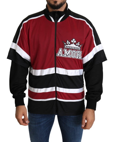 Red Black AMORE Sport Full Zipper Sweater Dolce & Gabbana