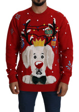 Red Christmas Dog Pullover Cashmere Sweater Dolce & Gabbana
