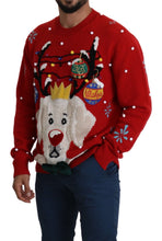 Red Christmas Dog Pullover Cashmere Sweater Dolce & Gabbana