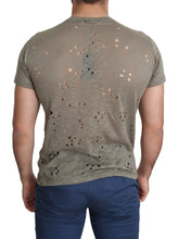 Brown Cotton Stretch Logo Print Men Casual Perforated T-shirt Guess