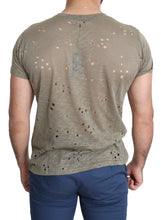 Brown Cotton Stretch Logo Print Men Casual Perforated T-shirt Guess