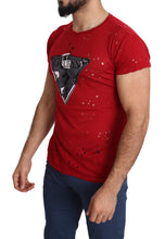 Red Cotton Logo Print Men Casual Top Perforated T-shirt Guess