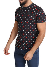 Dark Gray Hearts Print Cotton Men T-shirt Dolce & Gabbana