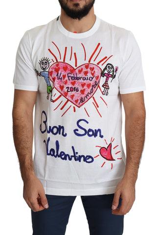 White Saint Valentine Hearts Print Men  T-shirt Dolce & Gabbana