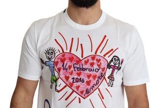 White Saint Valentine Hearts Print Men  T-shirt Dolce & Gabbana